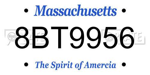 8BT9956 Massachusetts License Plate