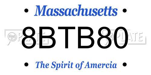8BTB80 Massachusetts License Plate