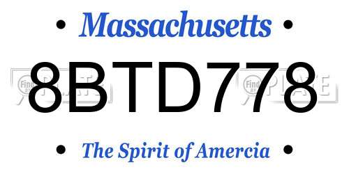 8BTD778 Massachusetts License Plate