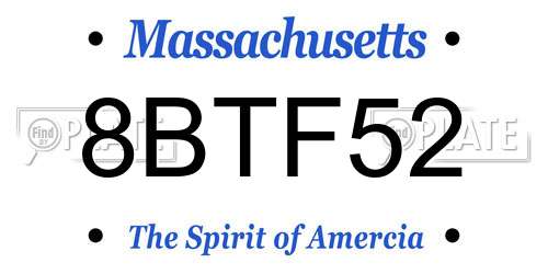 8BTF52 Massachusetts License Plate