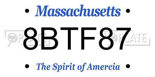 8BTF87 Massachusetts License Plate