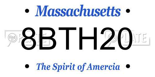 8BTH20 Massachusetts License Plate