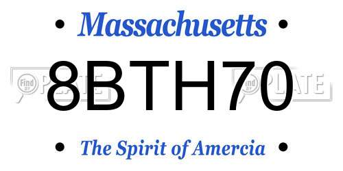 8BTH70 Massachusetts License Plate