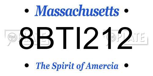 8BTI212 Massachusetts License Plate