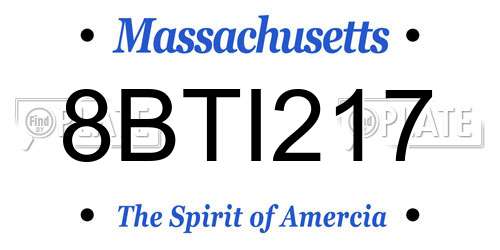 8BTI217 Massachusetts License Plate