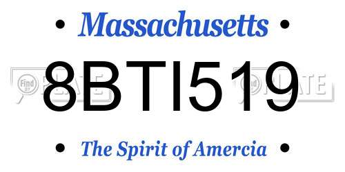 8BTI519 Massachusetts License Plate