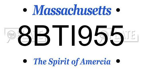 8BTI955 Massachusetts License Plate