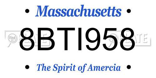 8BTI958 Massachusetts License Plate
