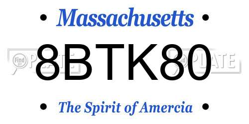 8BTK80 Massachusetts License Plate