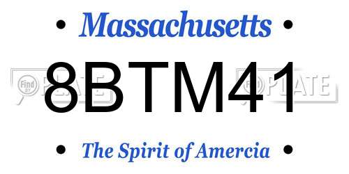 8BTM41 Massachusetts License Plate