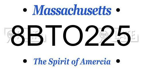 8BTO225 Massachusetts License Plate