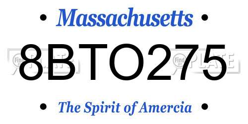 8BTO275 Massachusetts License Plate