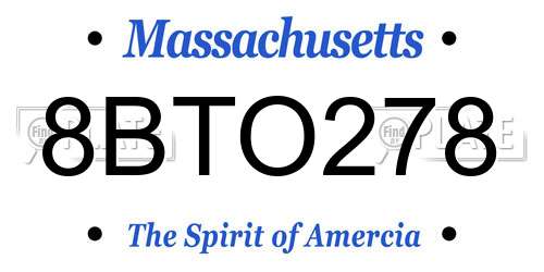 8BTO278 Massachusetts License Plate