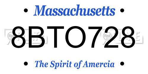 8BTO728 Massachusetts License Plate