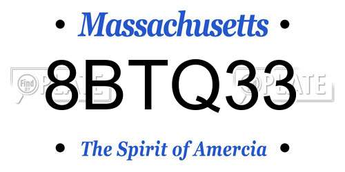 8BTQ33 Massachusetts License Plate