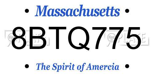 8BTQ775 Massachusetts License Plate