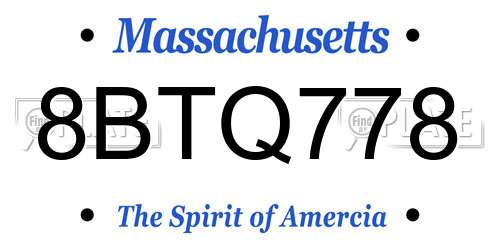 8BTQ778 Massachusetts License Plate