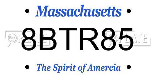 8BTR85 Massachusetts License Plate