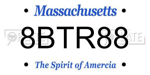 8BTR88 Massachusetts License Plate