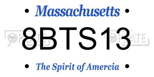 8BTS13 Massachusetts License Plate