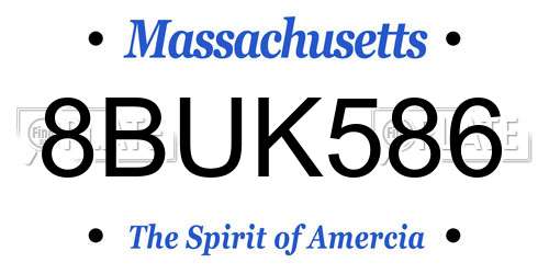 8BUK586 Massachusetts License Plate