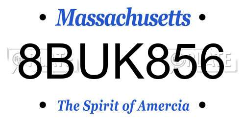 8BUK856 Massachusetts License Plate