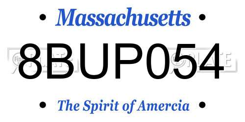 8BUP054 Massachusetts License Plate