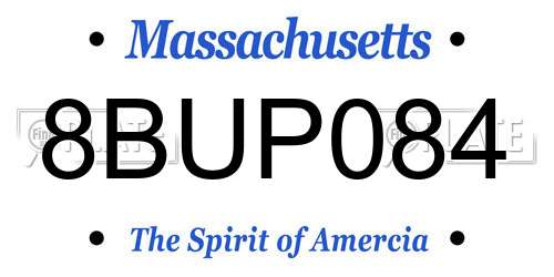 8BUP084 Massachusetts License Plate