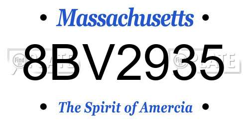 8BV2935 Massachusetts License Plate