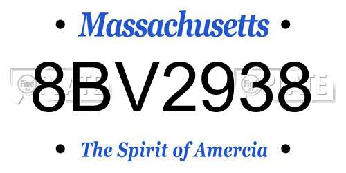8BV2938 Massachusetts License Plate