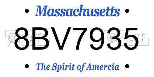 8BV7935 Massachusetts License Plate