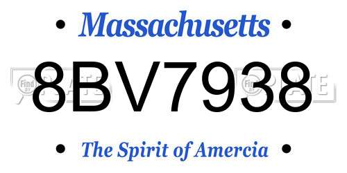 8BV7938 Massachusetts License Plate