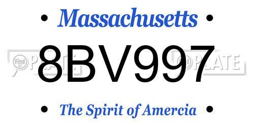 8BV997 Massachusetts License Plate