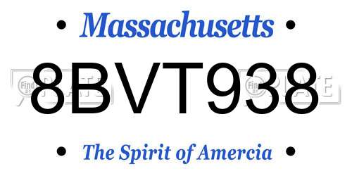 8BVT938 Massachusetts License Plate