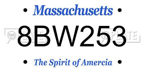 8BW253 Massachusetts License Plate