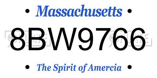 8BW9766 Massachusetts License Plate