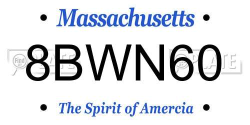 8BWN60 Massachusetts License Plate