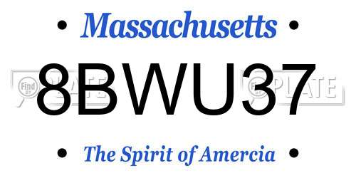 8BWU37 Massachusetts License Plate