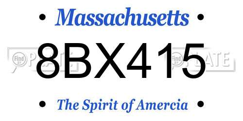 8BX415 Massachusetts License Plate