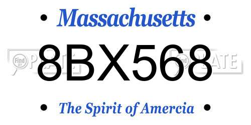 8BX568 Massachusetts License Plate