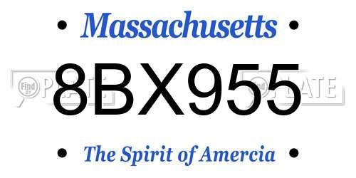 8BX955 Massachusetts License Plate