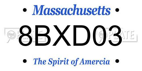 8BXD03 Massachusetts License Plate