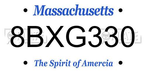 8BXG330 Massachusetts License Plate