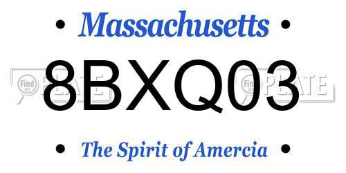 8BXQ03 Massachusetts License Plate