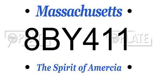 8BY411 Massachusetts License Plate