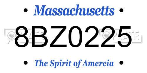 8BZ0225 Massachusetts License Plate