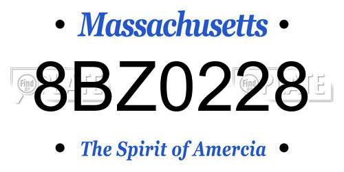 8BZ0228 Massachusetts License Plate