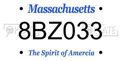 8BZ033 Massachusetts License Plate