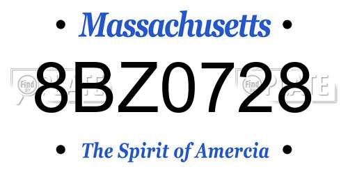 8BZ0728 Massachusetts License Plate