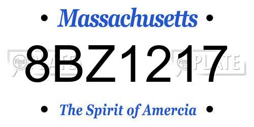 8BZ1217 Massachusetts License Plate